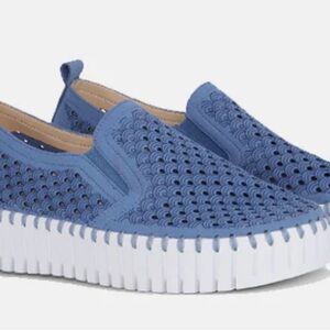 Ilse Jacobsen Blue Perforated Slip-On Sneakers